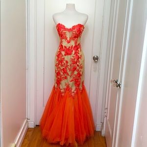 Orange strapless Maggie Sottero